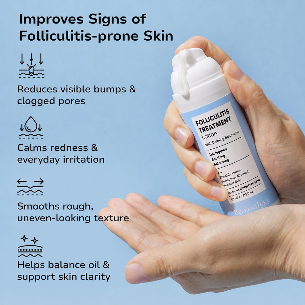 BellamiLuxx texture close-up highlighting lightweight lotion for quick absorption