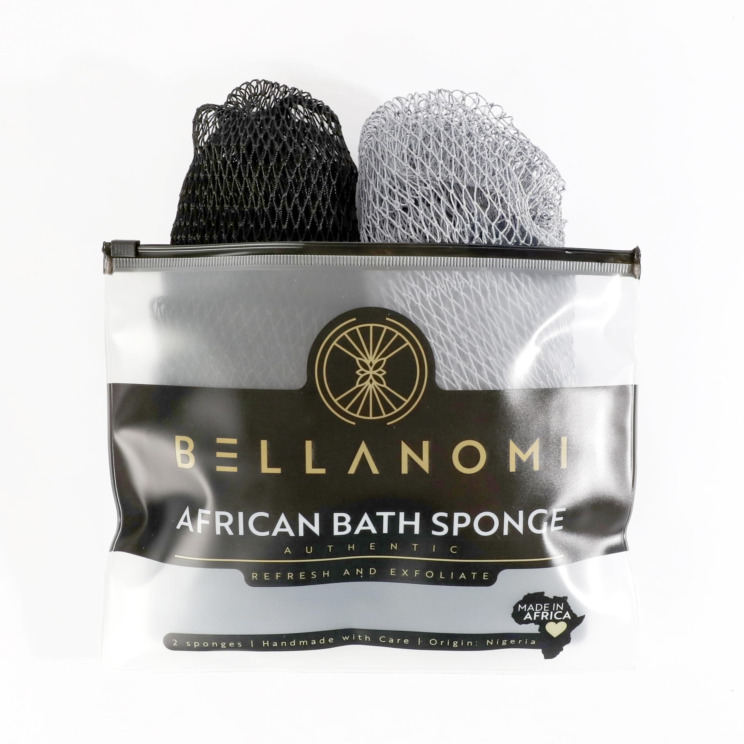 Bellanomi front packaging showing two-color 45-inch scrubbers and benefits