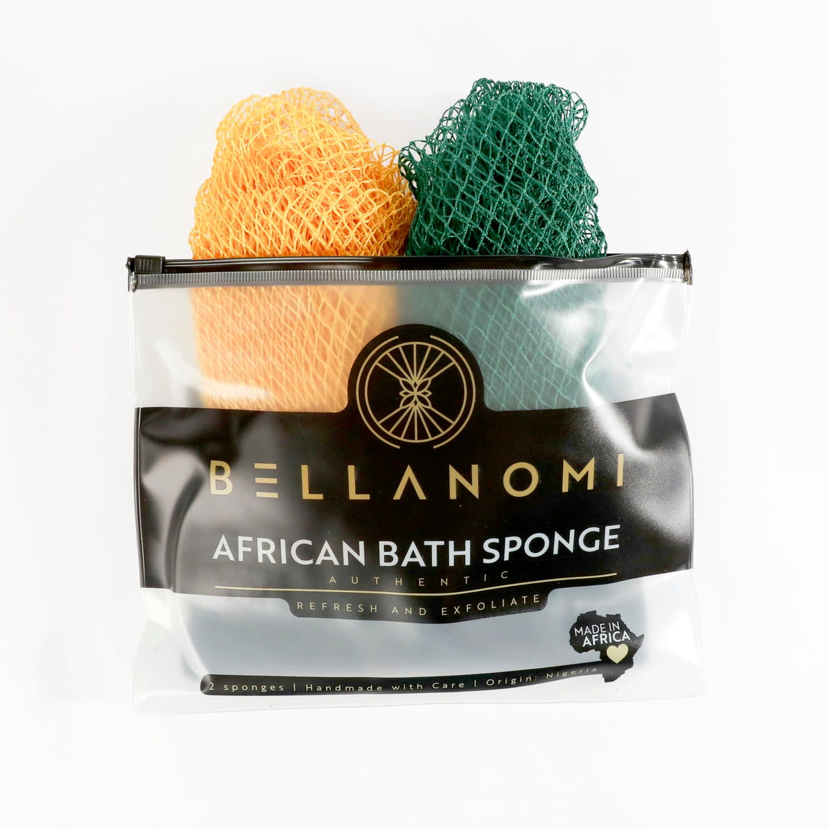 Bellanomi front view of two-color sponge pack showing clear value