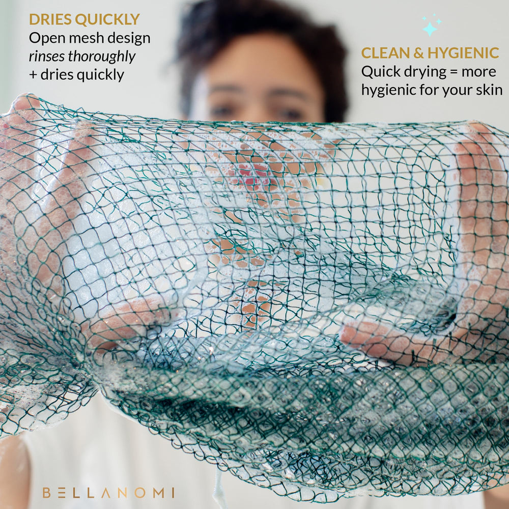 Bellanomi sponge generating rich lather with soap for luxurious cleansing