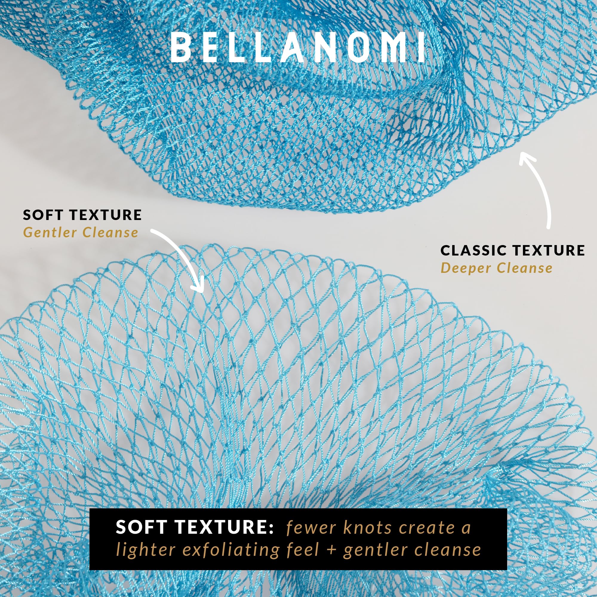 Bellanomi sponge held beside soap for scale showing travel-ready size
