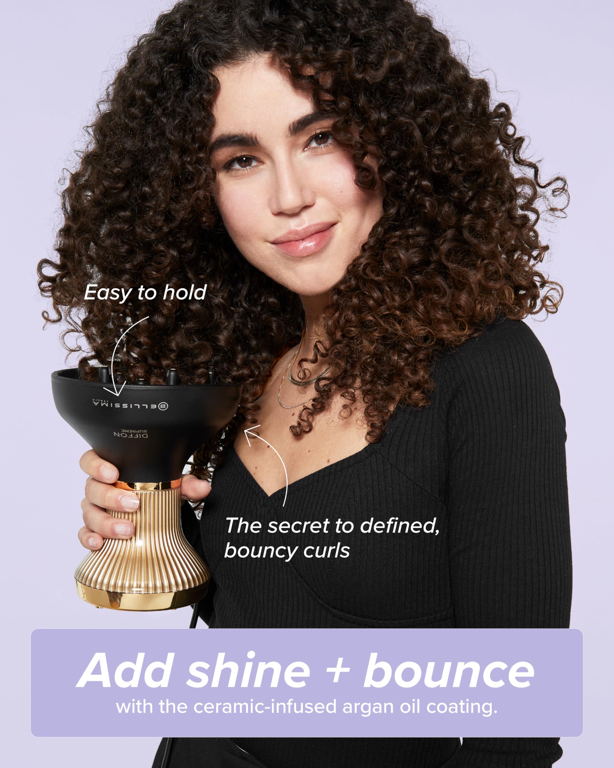Bellissima size comparison with long curls showing large bowl advantage