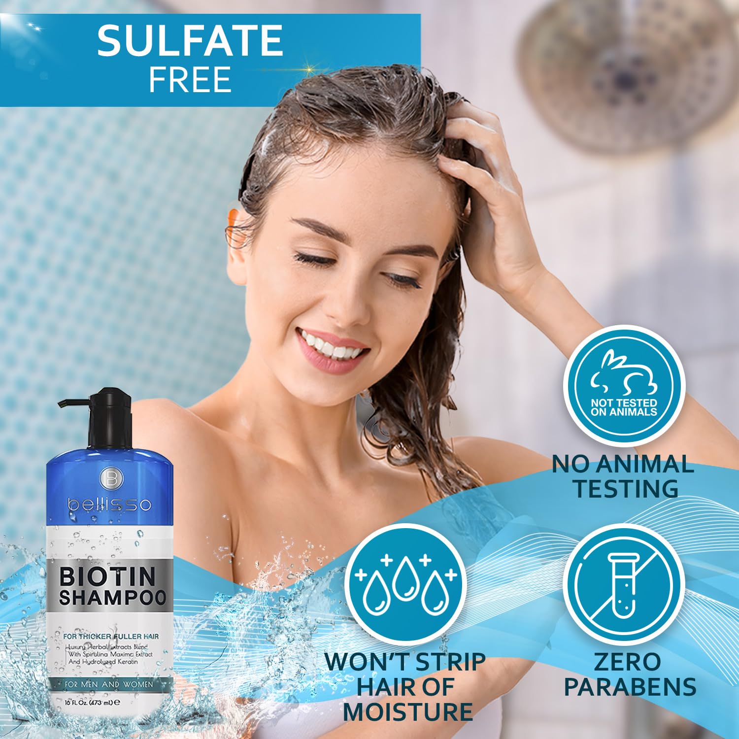 BELLISSO applied to scalp demonstrating gentle cleansing action