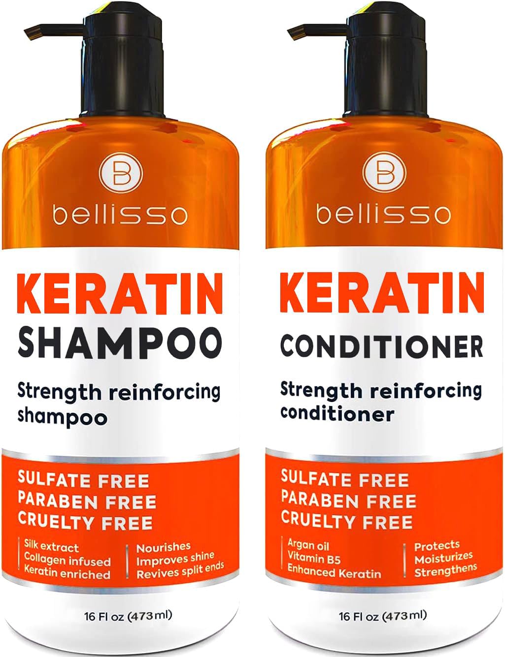 BELLISSO front packaging showing keratin set for stronger hair