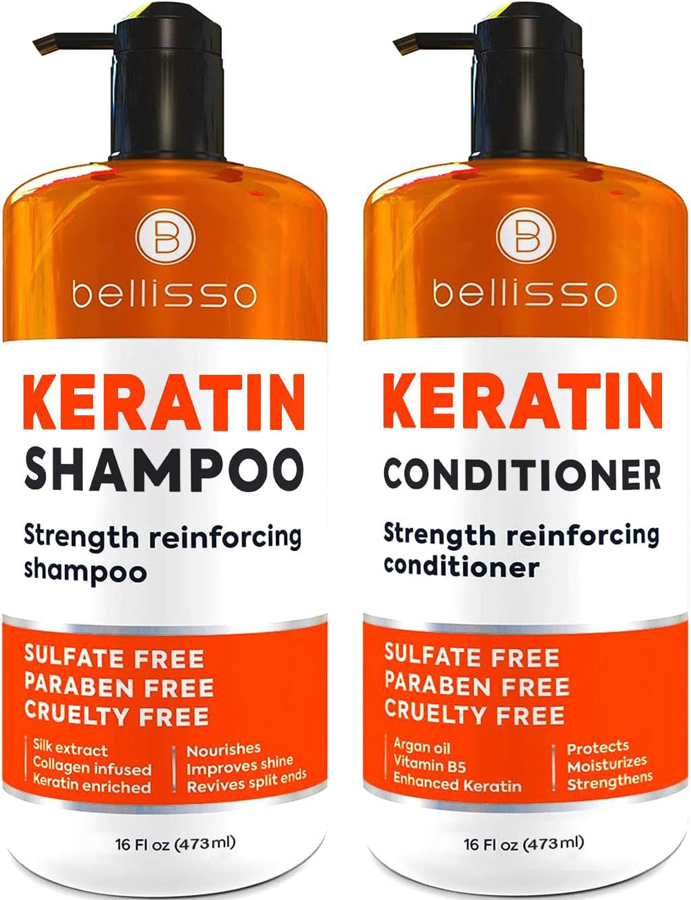 BELLISSO front packaging showing keratin set for stronger hair