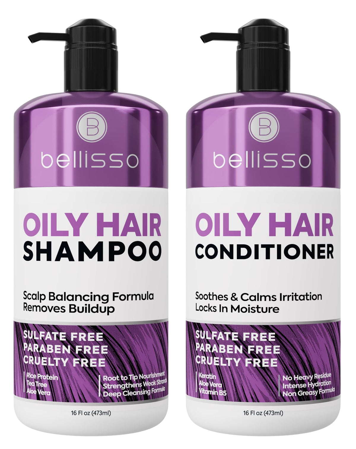 BELLISSO front packaging showing both bottles and clear oil-control benefit