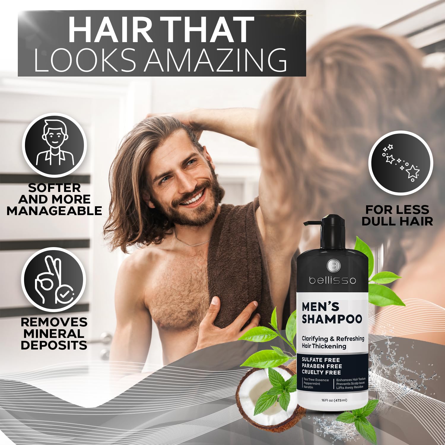 BELLISSO before and after volume comparison showing fuller hair results