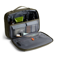 Bellroy kit open to display clamshell internal layout and organised pockets