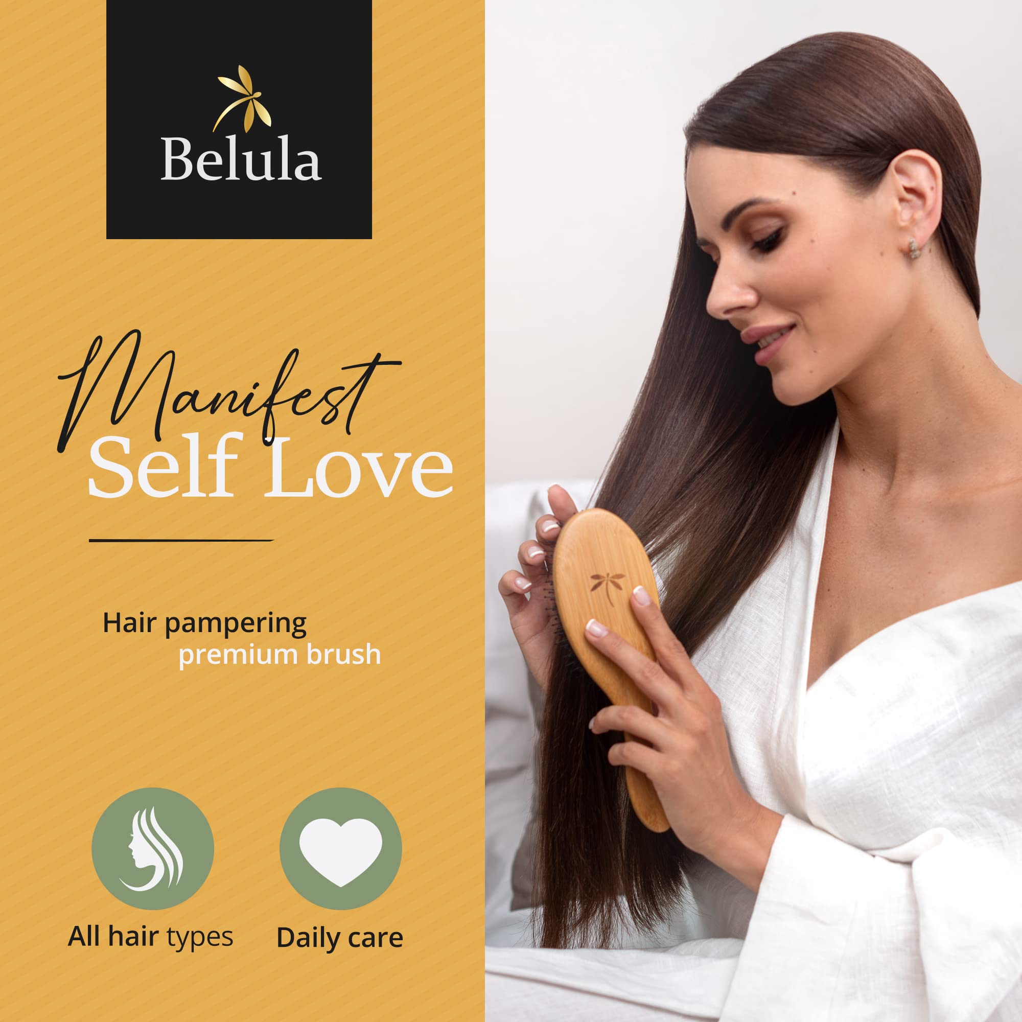 Belula boar bristles close-up dispersing natural oils for improved shine