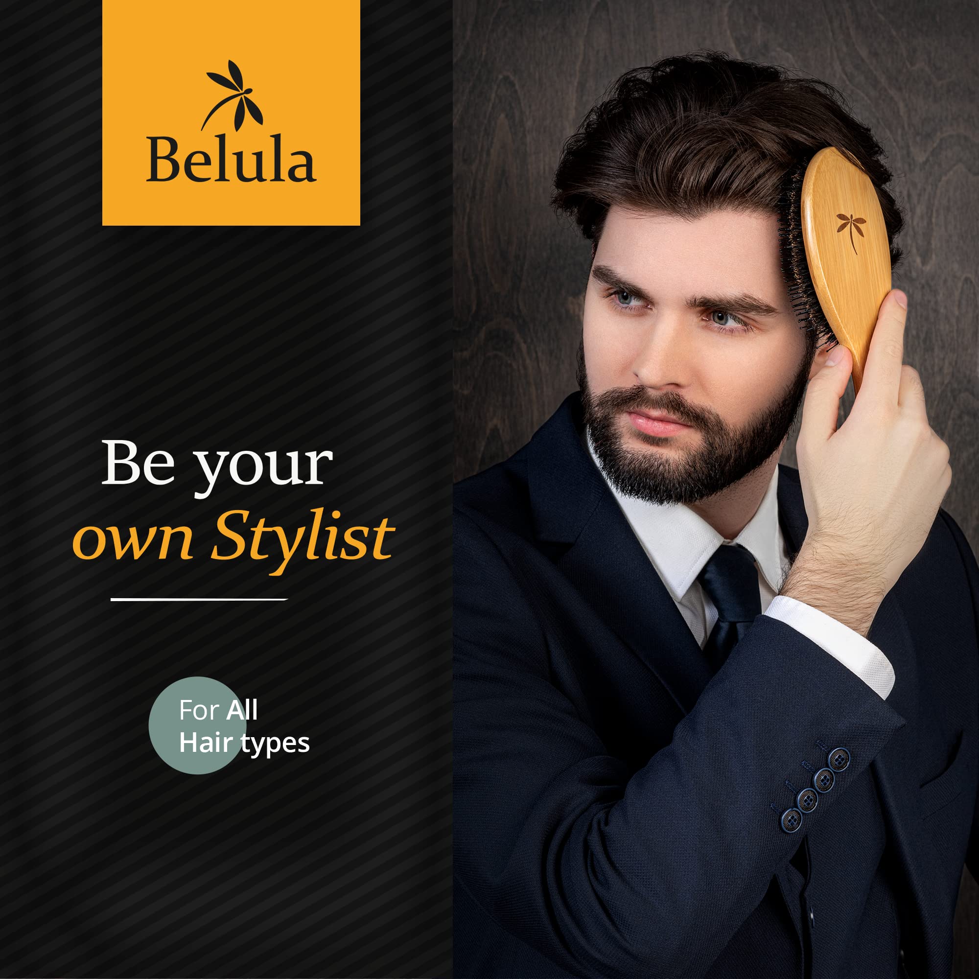 Belula brush in use styling hair for smoother, shinier finish