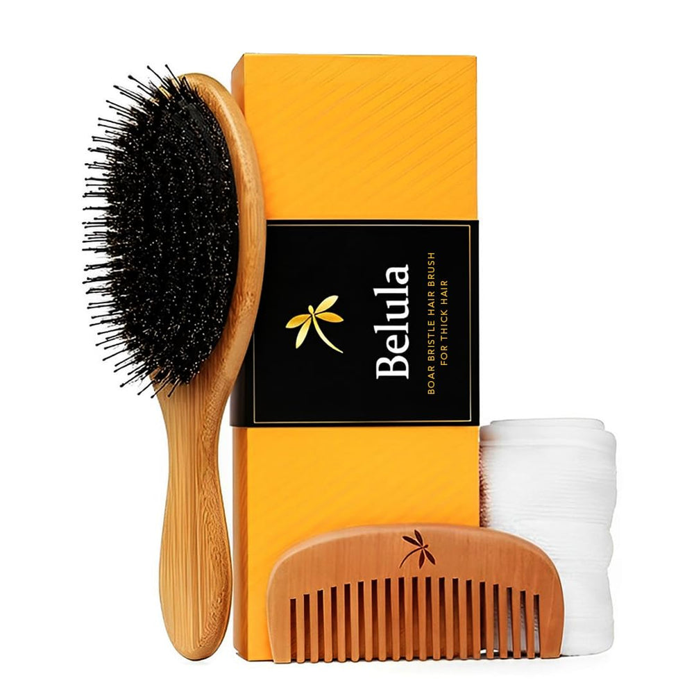 Belula large brush front view showing ergonomic handle and mixed bristles for control