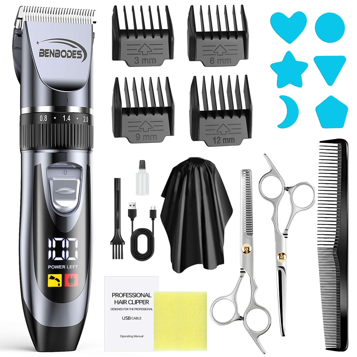 Benbodes front view of clipper and accessories showing a complete kit benefit