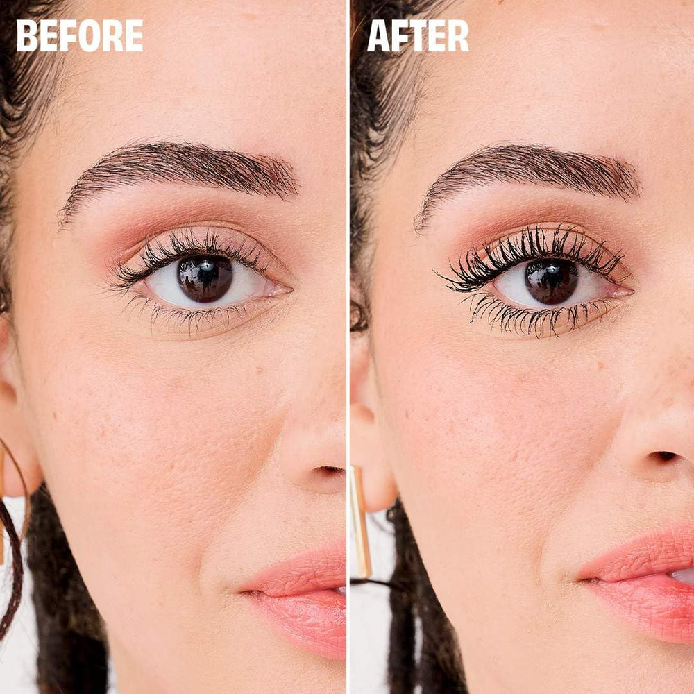 Benefit BADgal Bounce next to a ruler showing 0.3 oz size for travel-friendly benefit