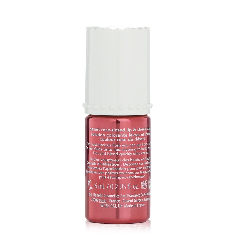 Benefit Benetint applied on model showing natural rosy cheek and lip tint for long-lasting wear