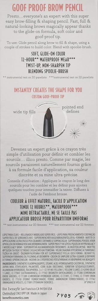 Image of Allure award label on Benefit Goof Proof packaging signaling trusted quality benefit