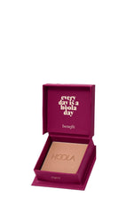 Benefit Hoola mini front compact showing matte bronzer and packaging benefit travel-friendly