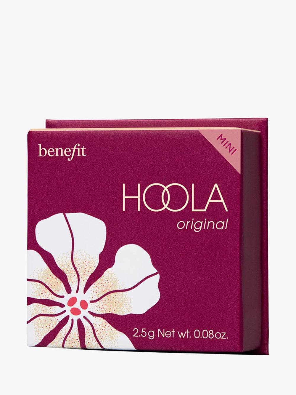 Benefit Hoola mini open top view revealing pan and brush for convenient touchups benefit ready-to-use