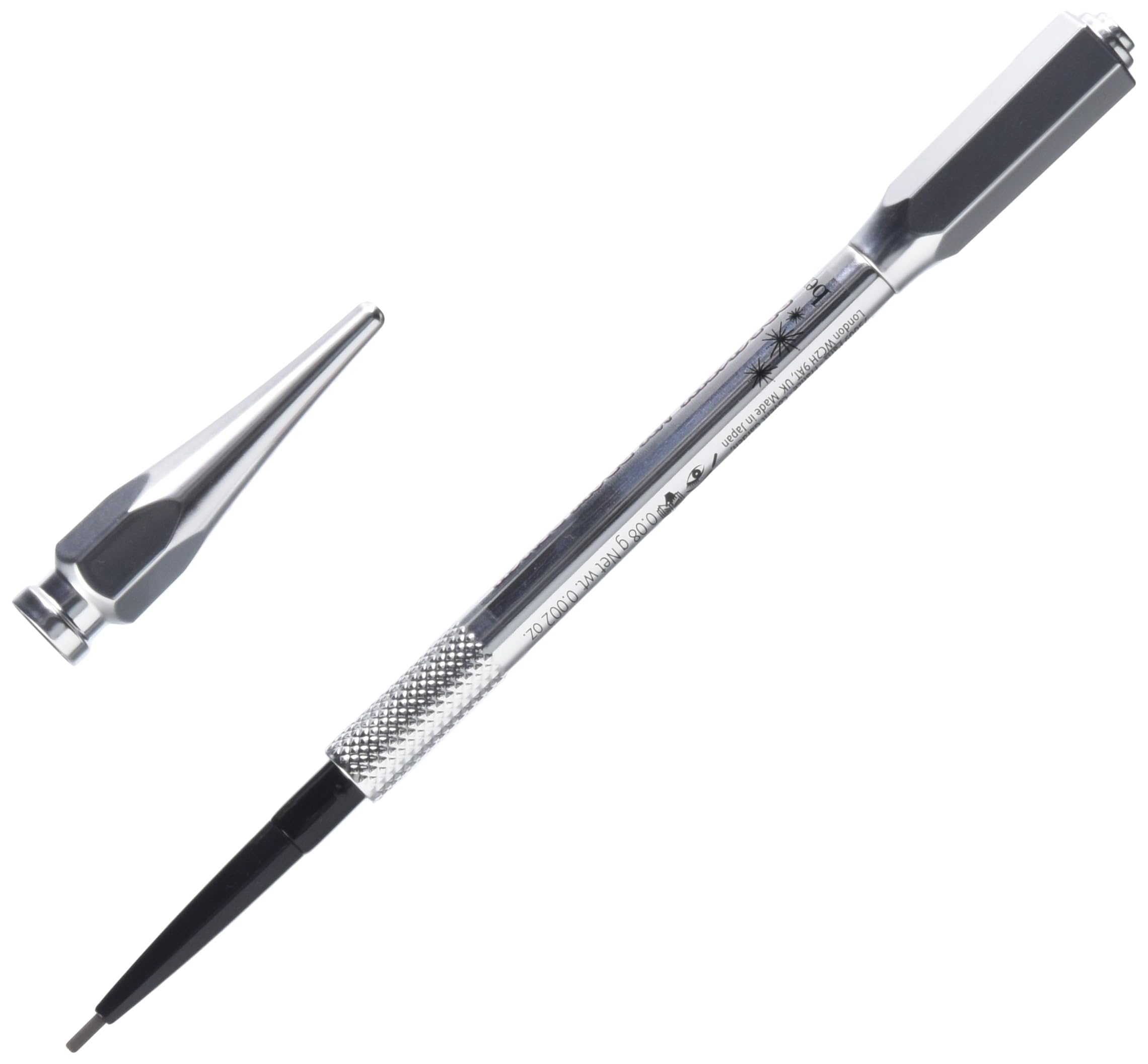 Benefit Precisely My Brow Pencil beside a coin showing compact size for on-the-go touch-ups