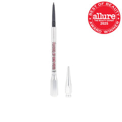 Benefit Precisely My Brow Pencil close-up of twist-up tip and spoolie demonstrating precise strokes benefit