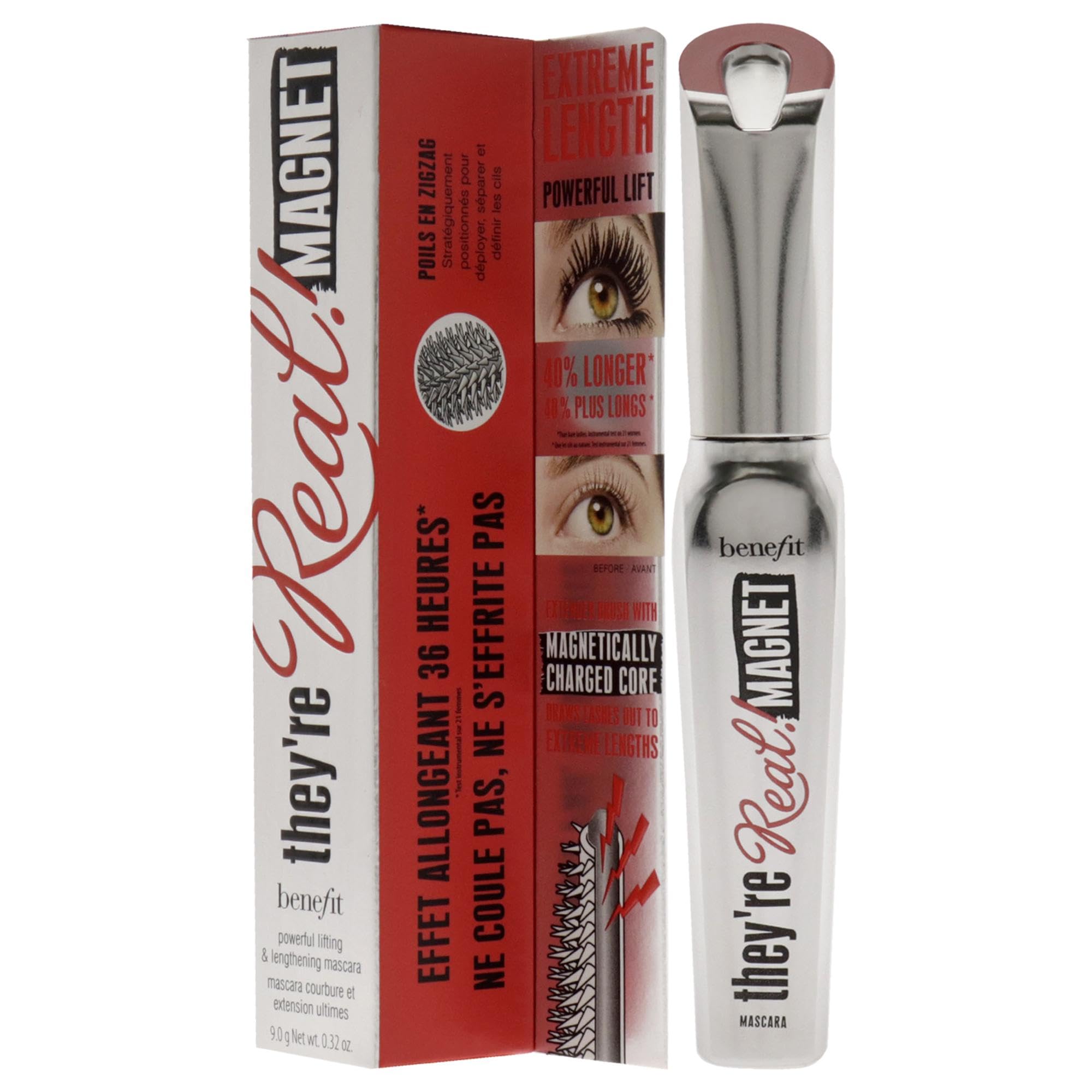 Benefit they're real mascara lifestyle application showing model applying mascara for lifted lashes