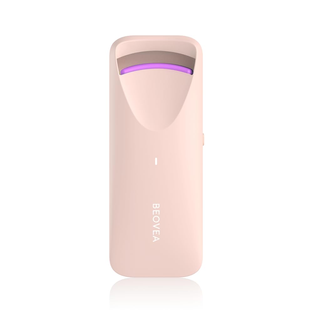 BEOVEA front view of heated eyelash curler showing compact design and quick use benefit