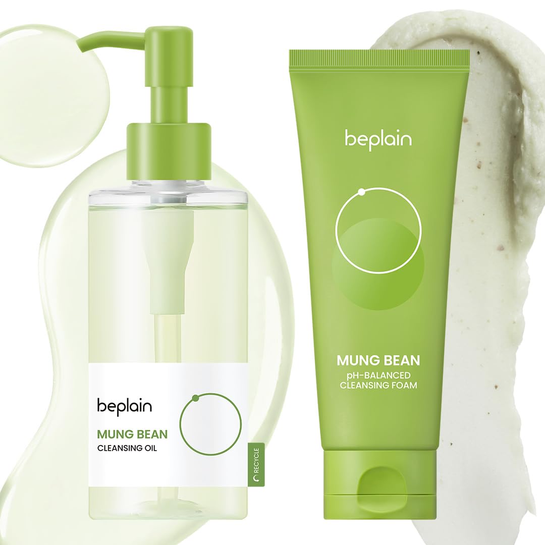 beplain cleansing duo front packaging shows both bottles and benefits