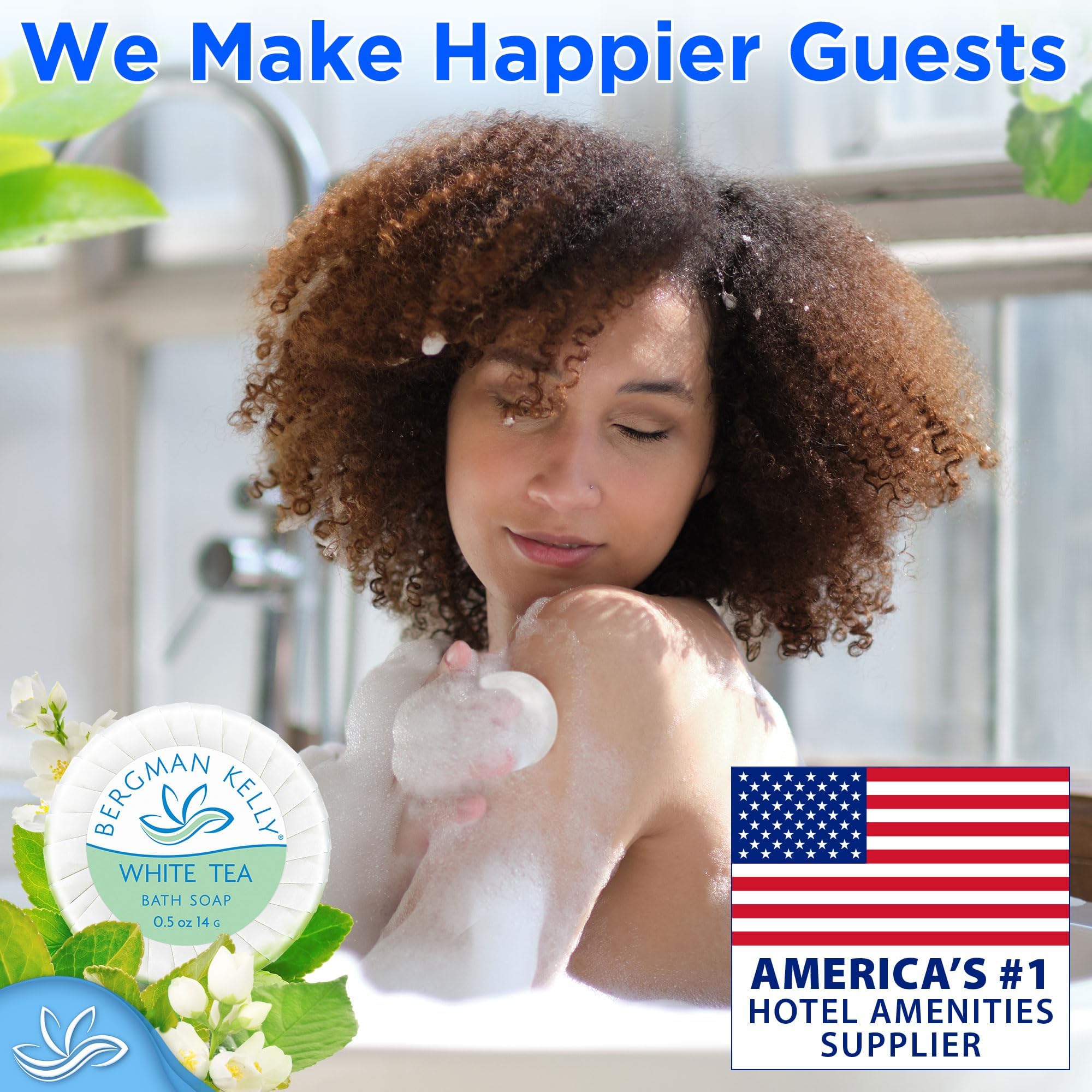 BERGMAN KELLY soap placed on bathroom counter creating welcoming feel