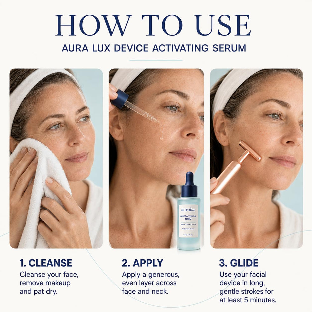Berkland serum applied to neck and jawline for better device glide