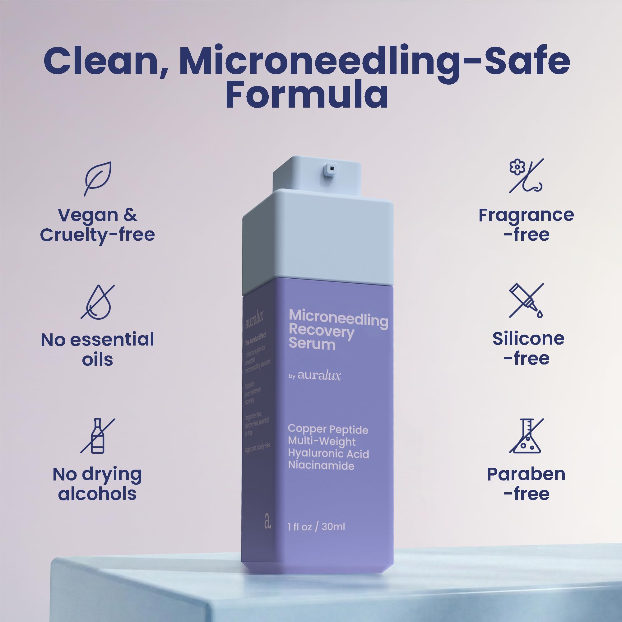 Berkland serum on bathroom counter in routine setting promoting calm recovery