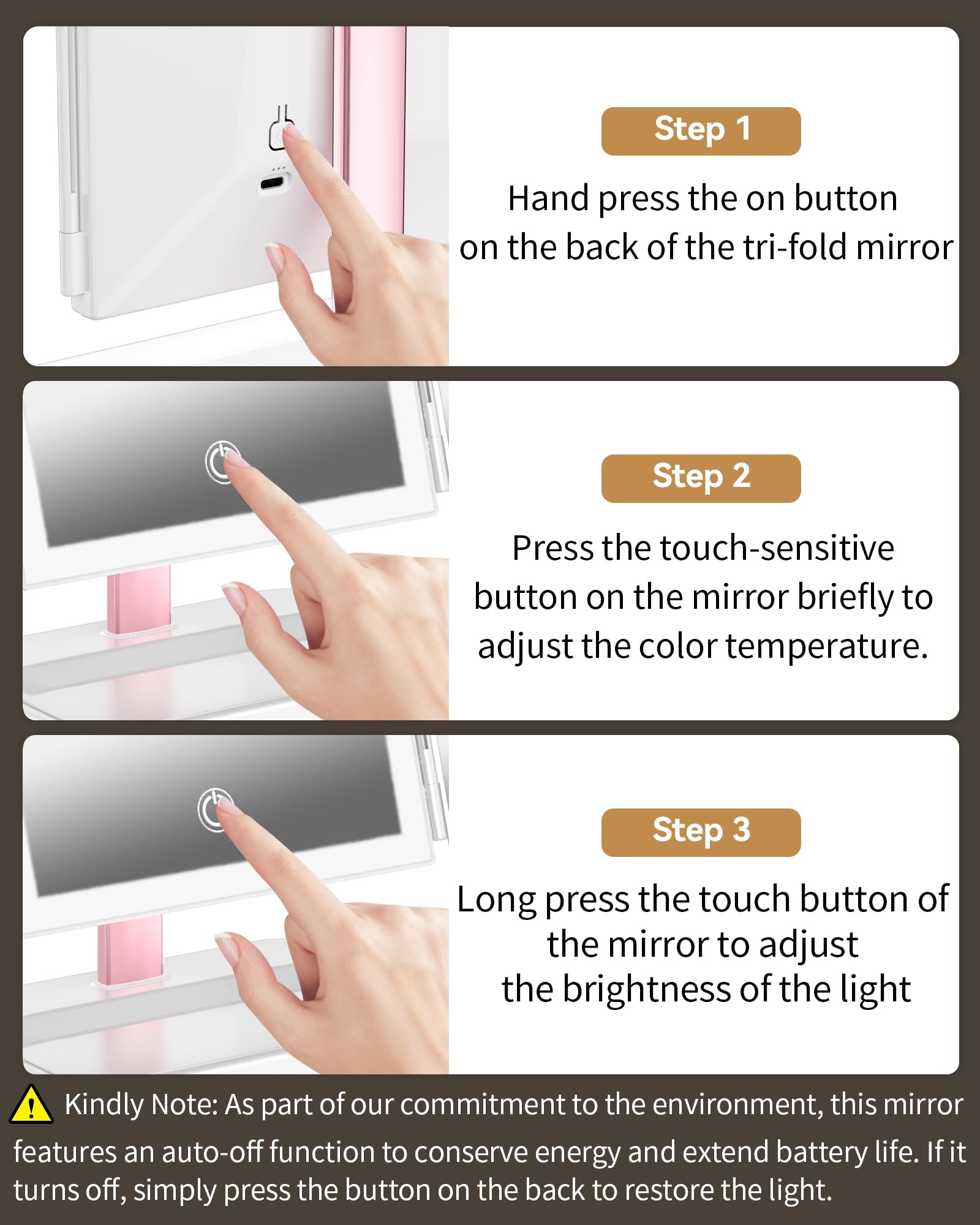BERTHALESS mirror showing 1x 2x 3x magnification options for detail