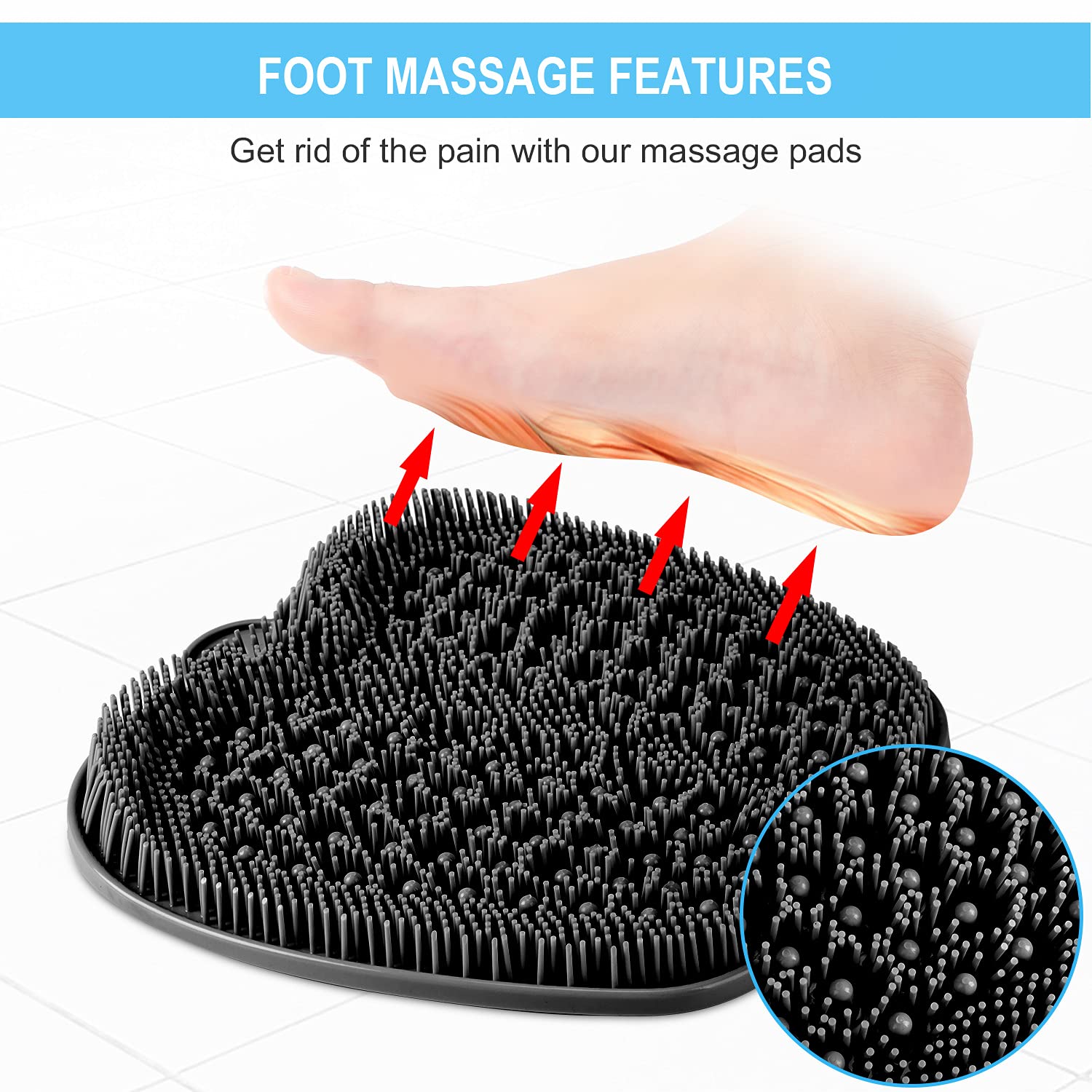 BESKAR next to foot illustrating 28x28 cm spacious scrubbing area