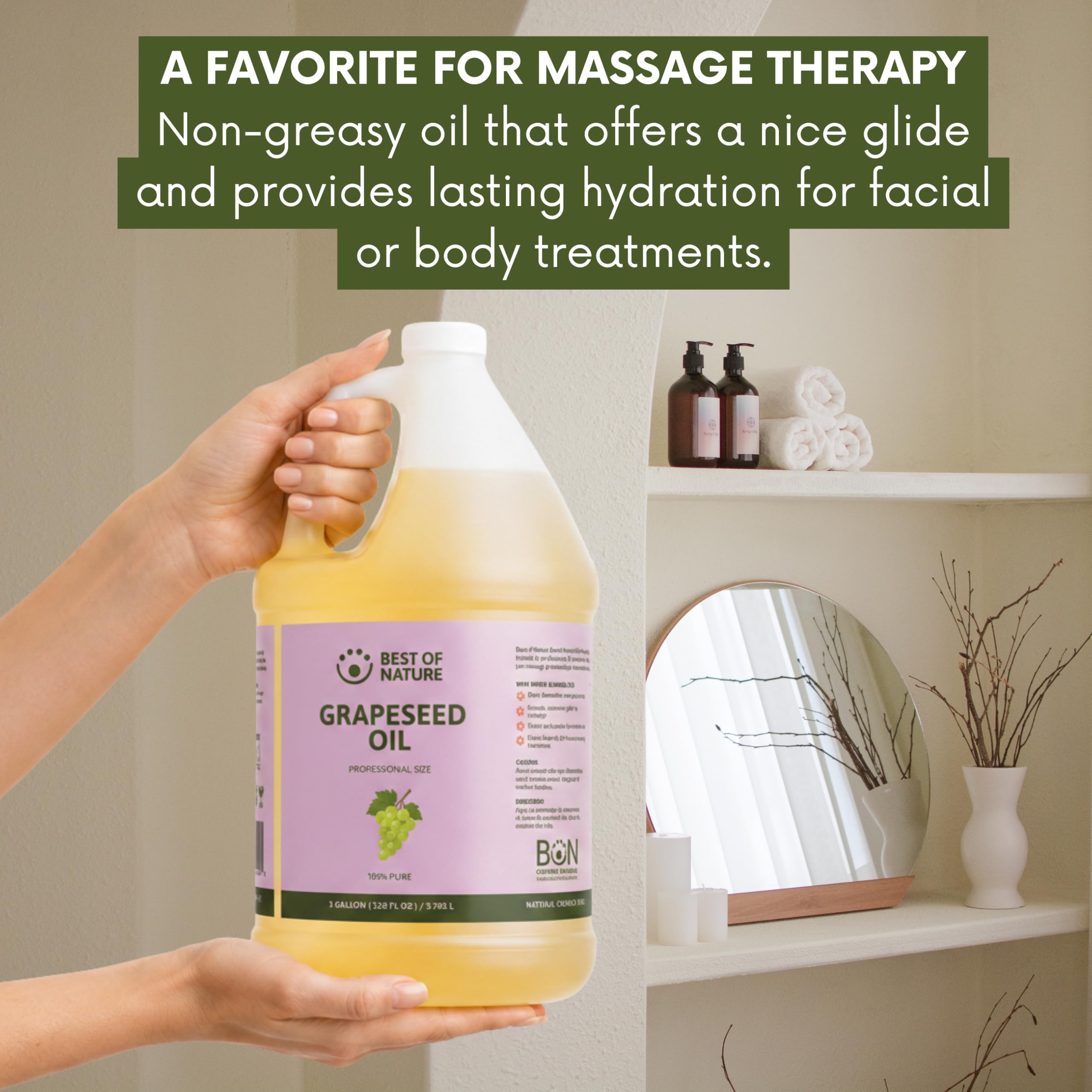 Best of Nature decanted into smaller spa bottles for treatment blending benefit