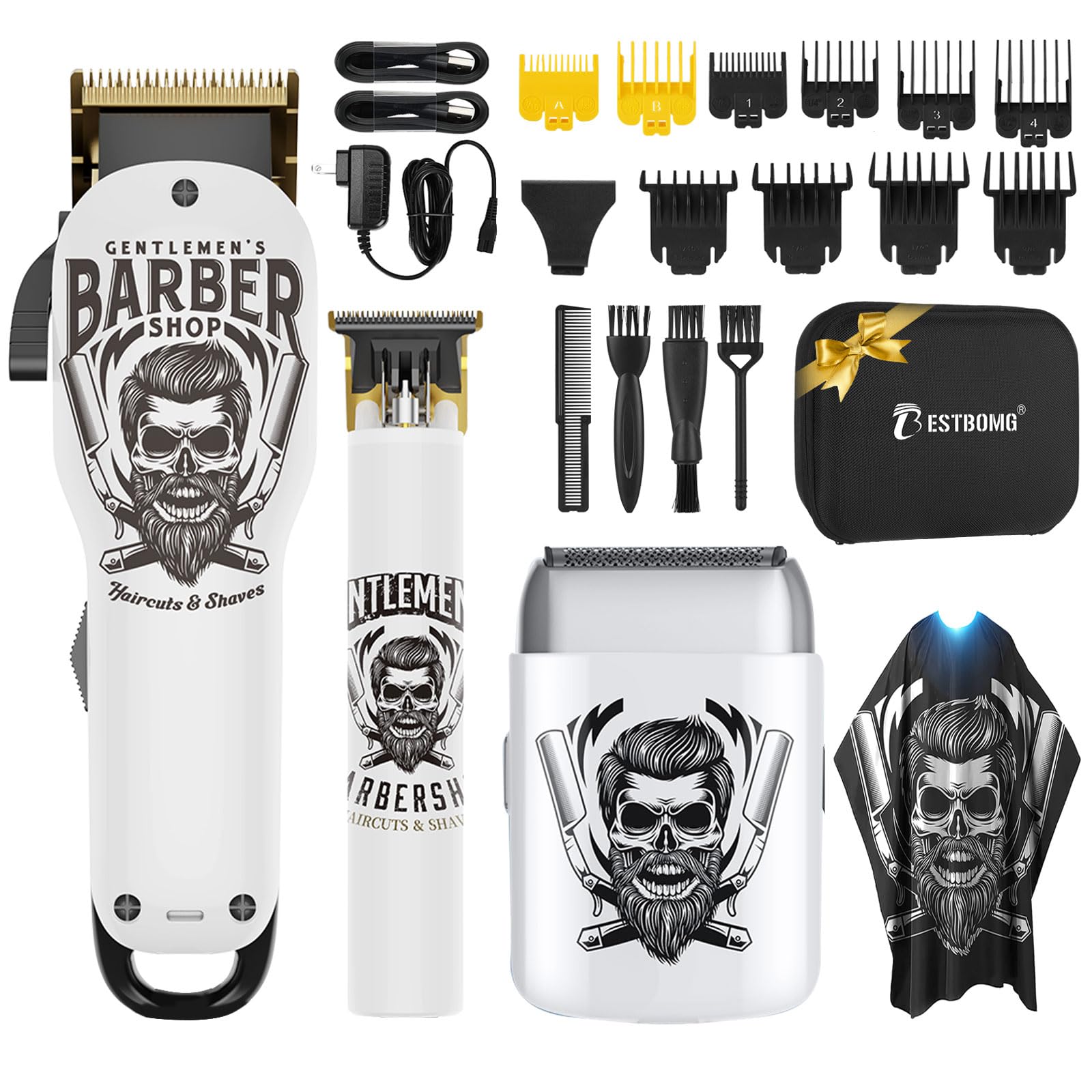 BESTBOMG full kit front view showing clipper trimmer shaver and case, professional convenience