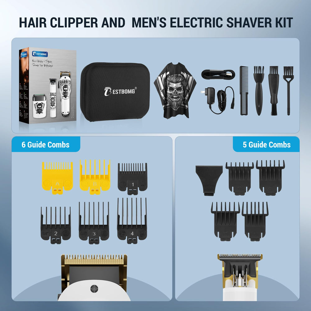 BESTBOMG grooming kit in use during a home haircut for salon-quality results