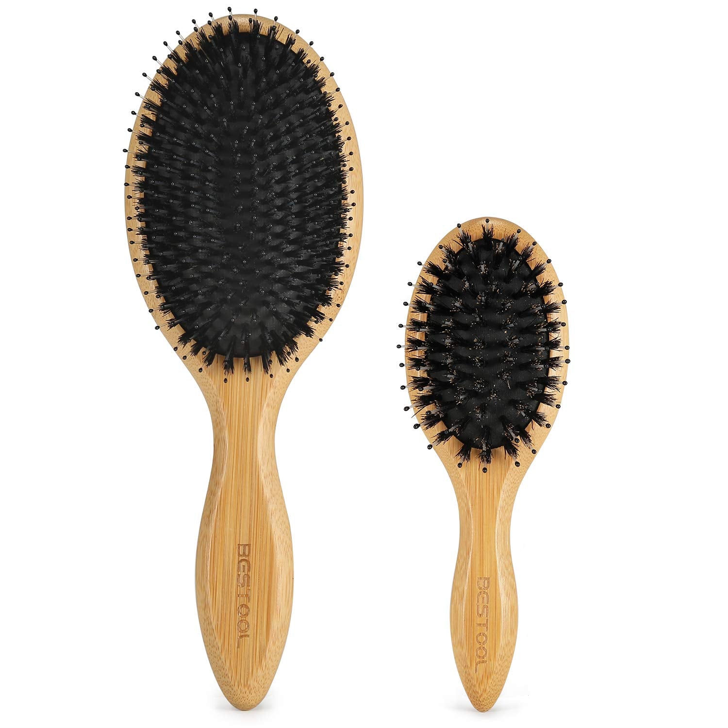 BESTOOL regular brush front view showing ergonomic handle and mixed bristles for smooth hair