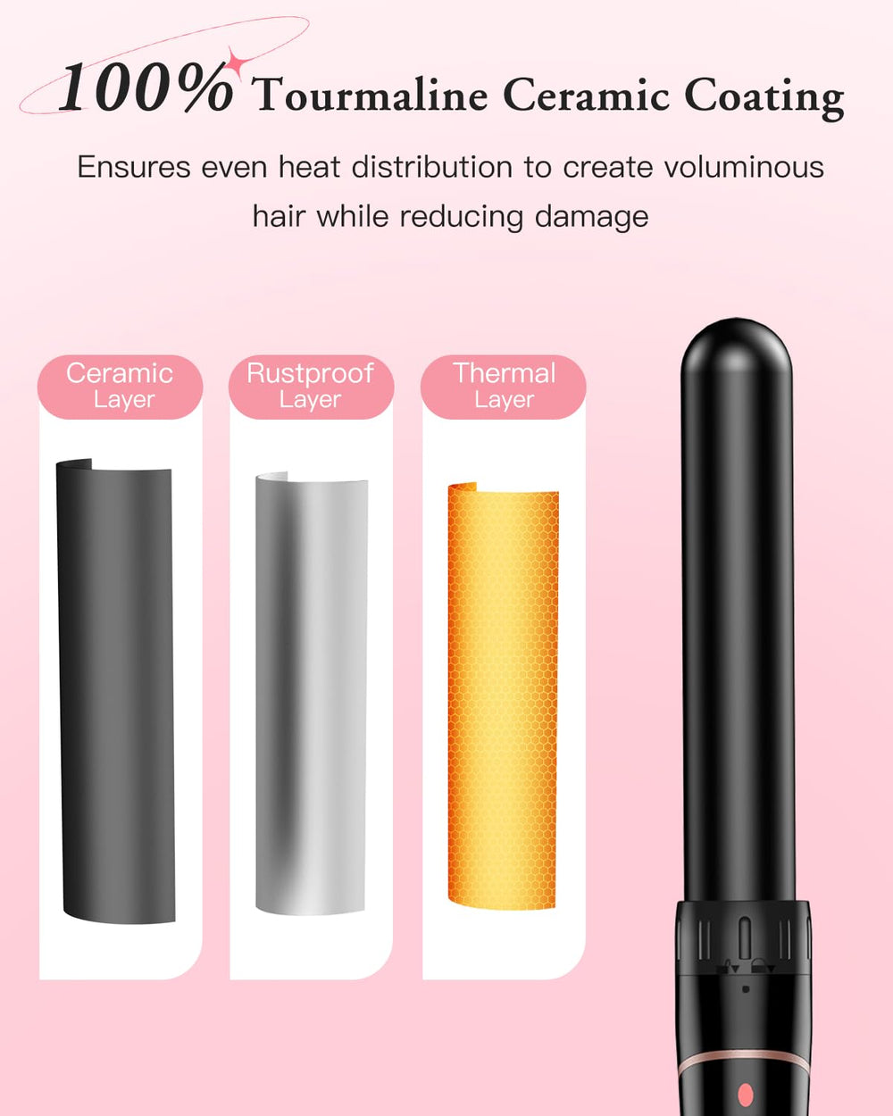 BESTOPE PRO wand in use on long hair demonstrating ease and longer barrel reach