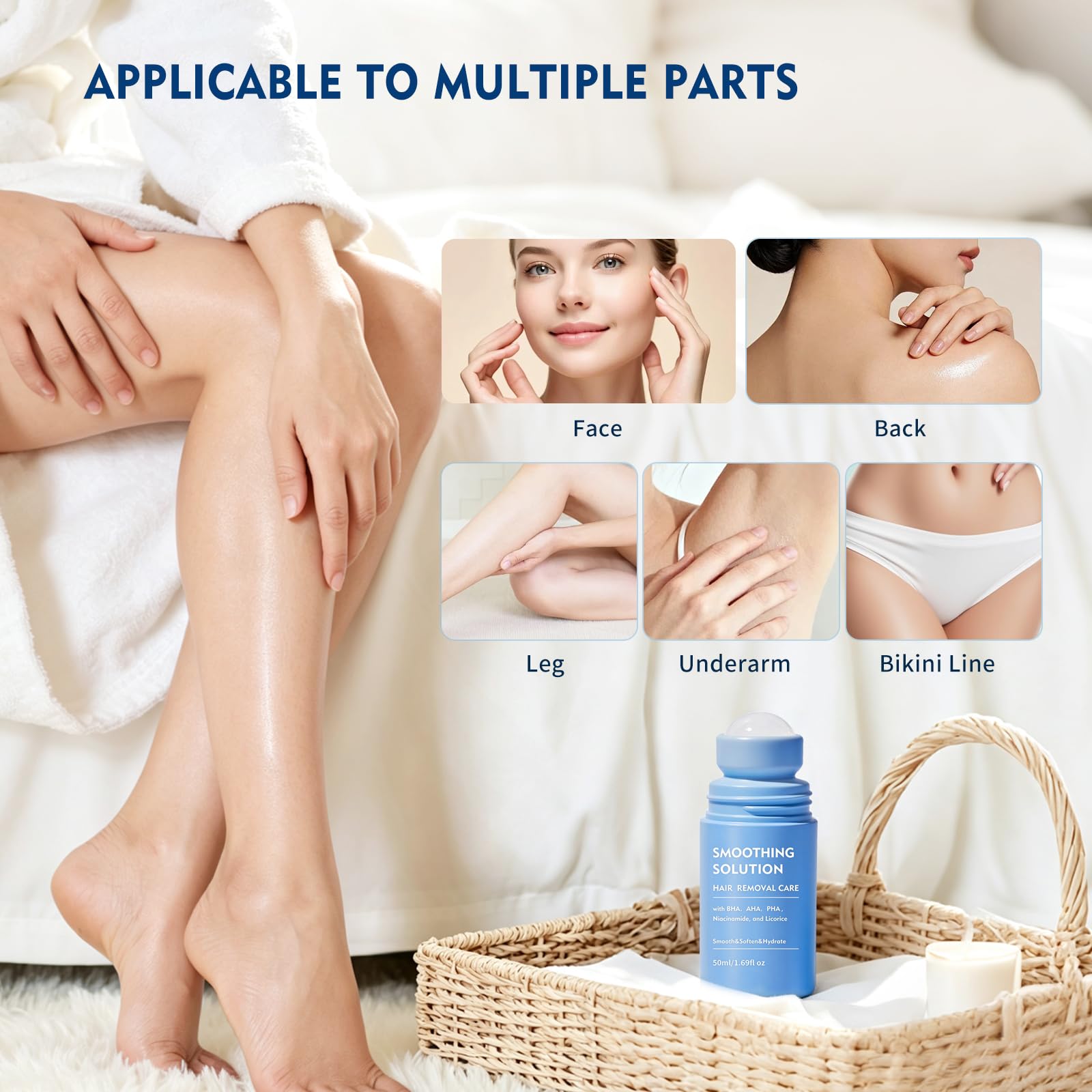 BETTENKO applied to bikini line illustrating soothing effect for sensitive areas