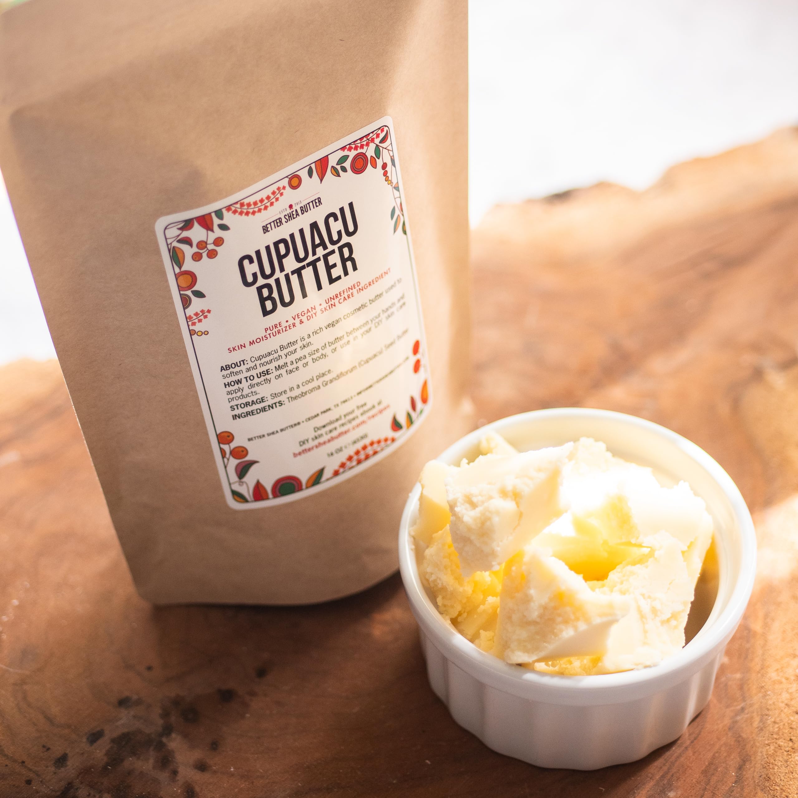 Better Shea Butter cupuaçu size scale comparison illustrating compact 8 oz portion benefit