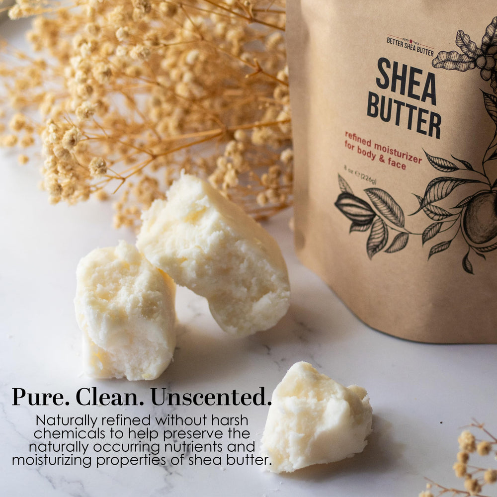Better Shea Butter with DIY oils and containers for custom skincare formulation benefit