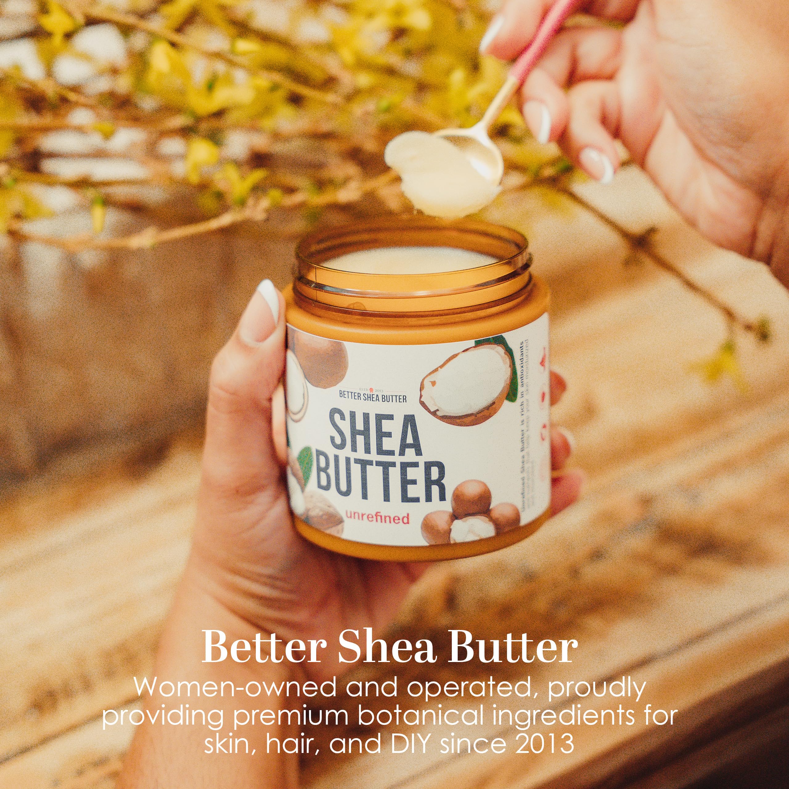 Bathroom shelf with Better Shea Butter in routine showing everyday skincare benefit