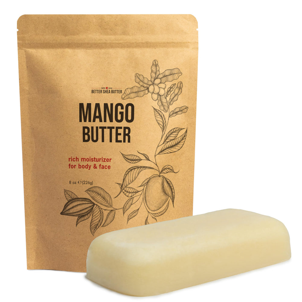Better Shea Butter front view of 8 oz mango butter block for reliable moisturization