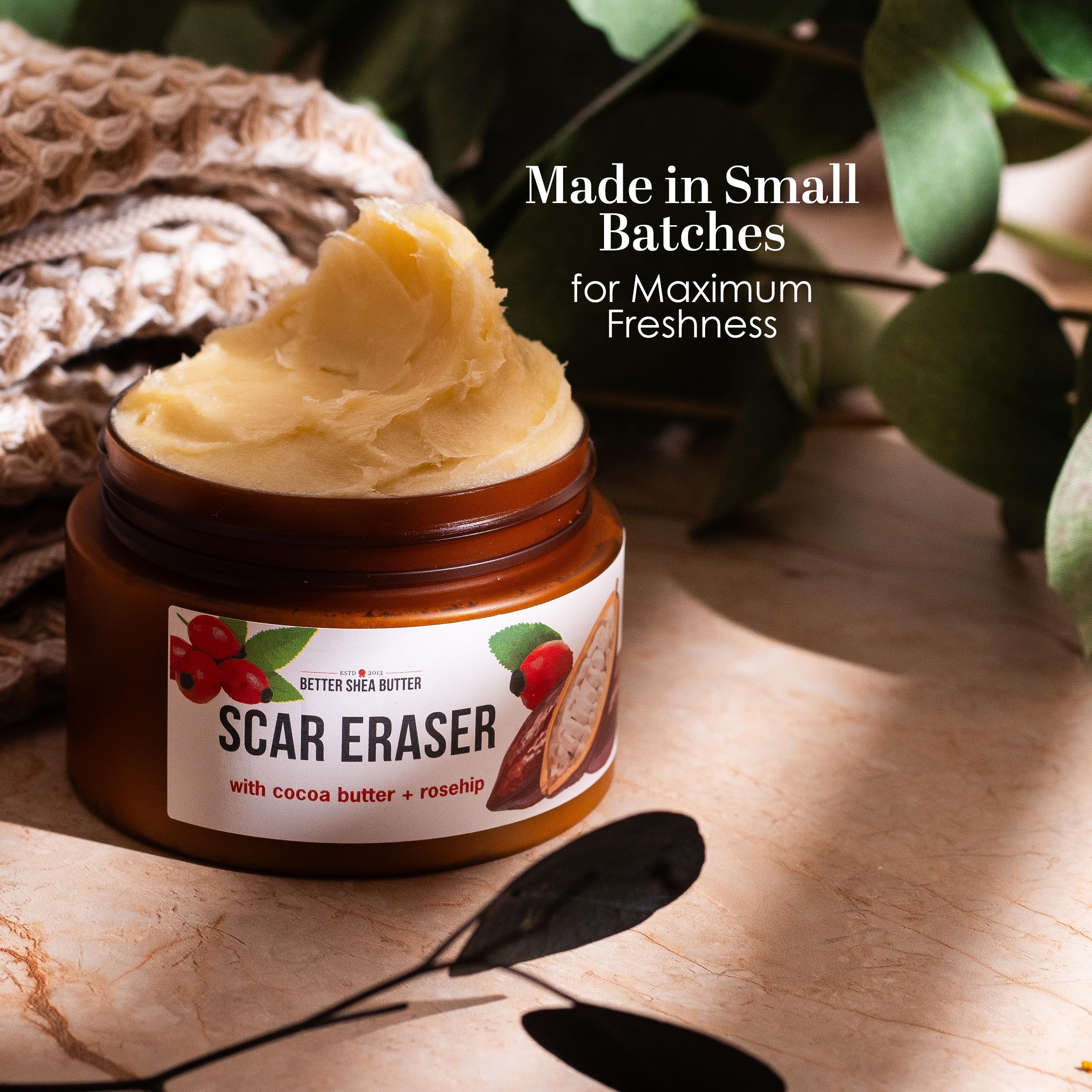 Better Shea Butter being smoothed on stretch mark area to improve skin texture