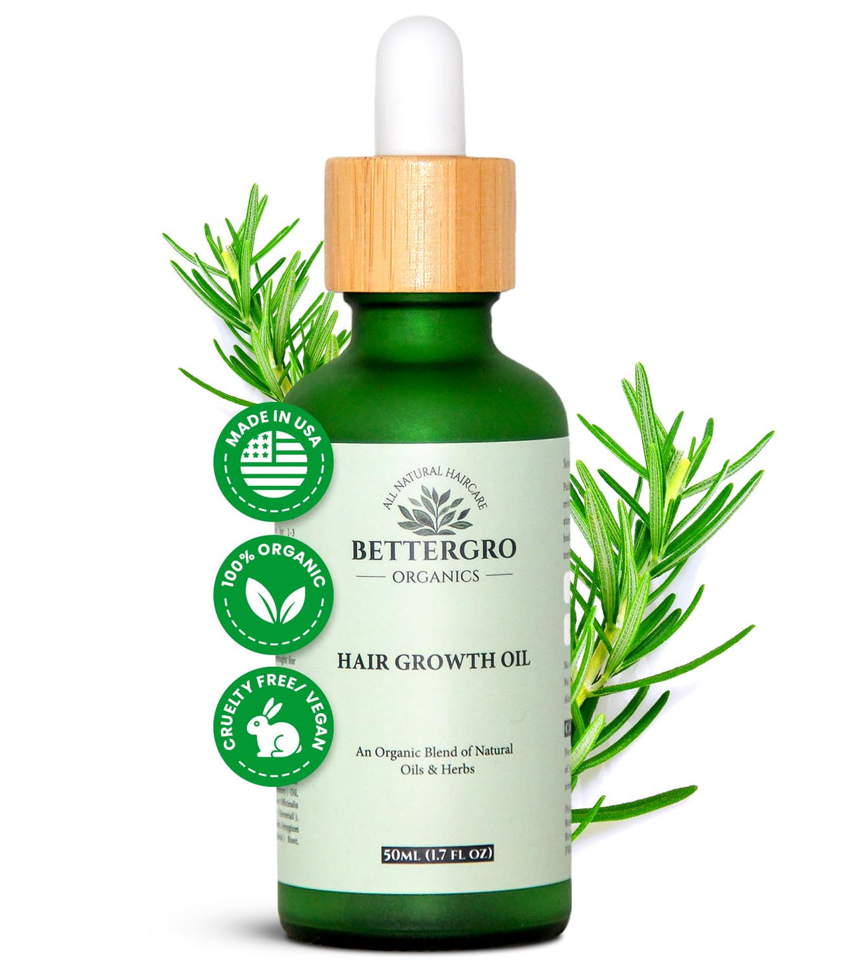BetterGRO front bottle showing branding and natural hair benefits