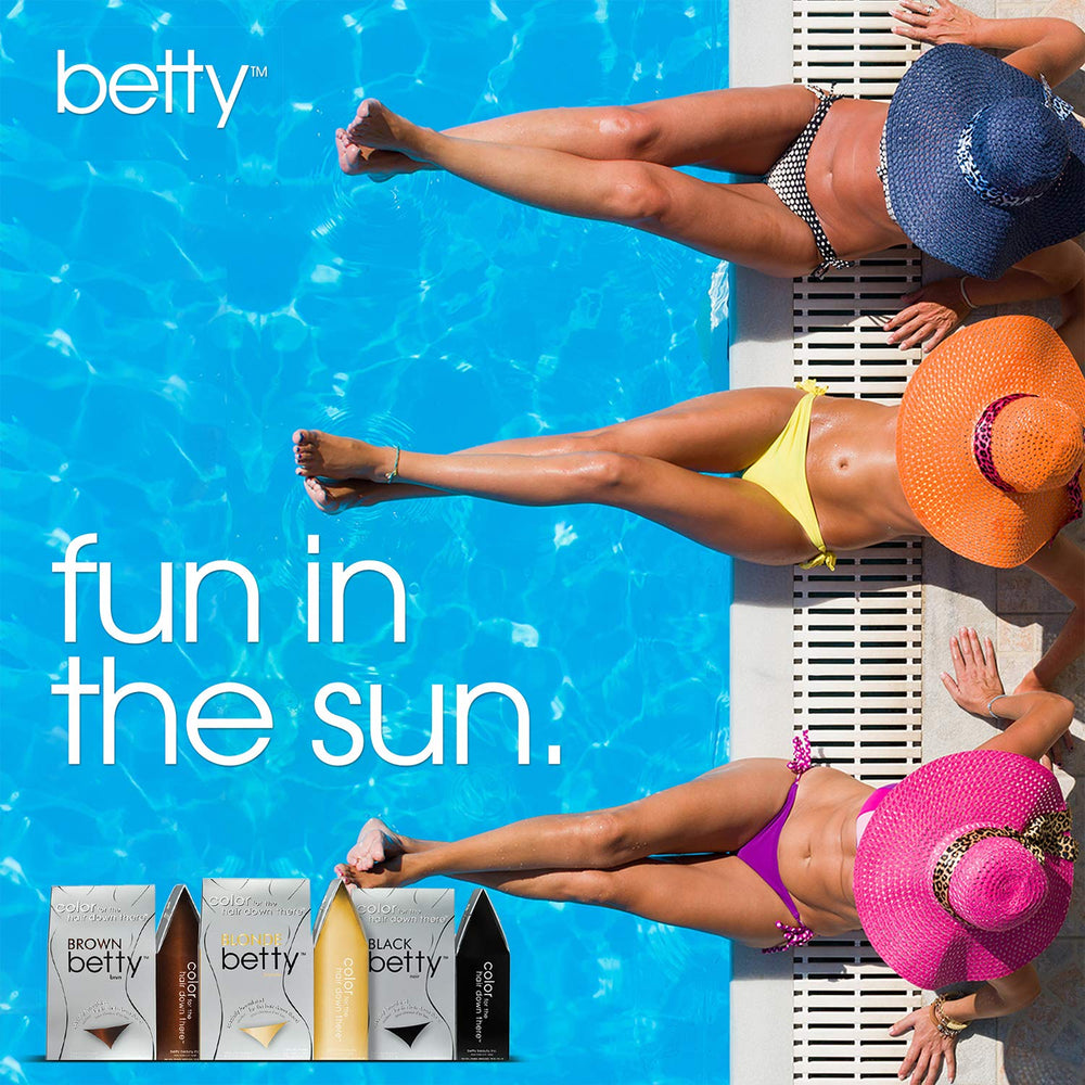 Lifestyle bathroom scene with Betty Beauty kit discreetly placed for private at-home use