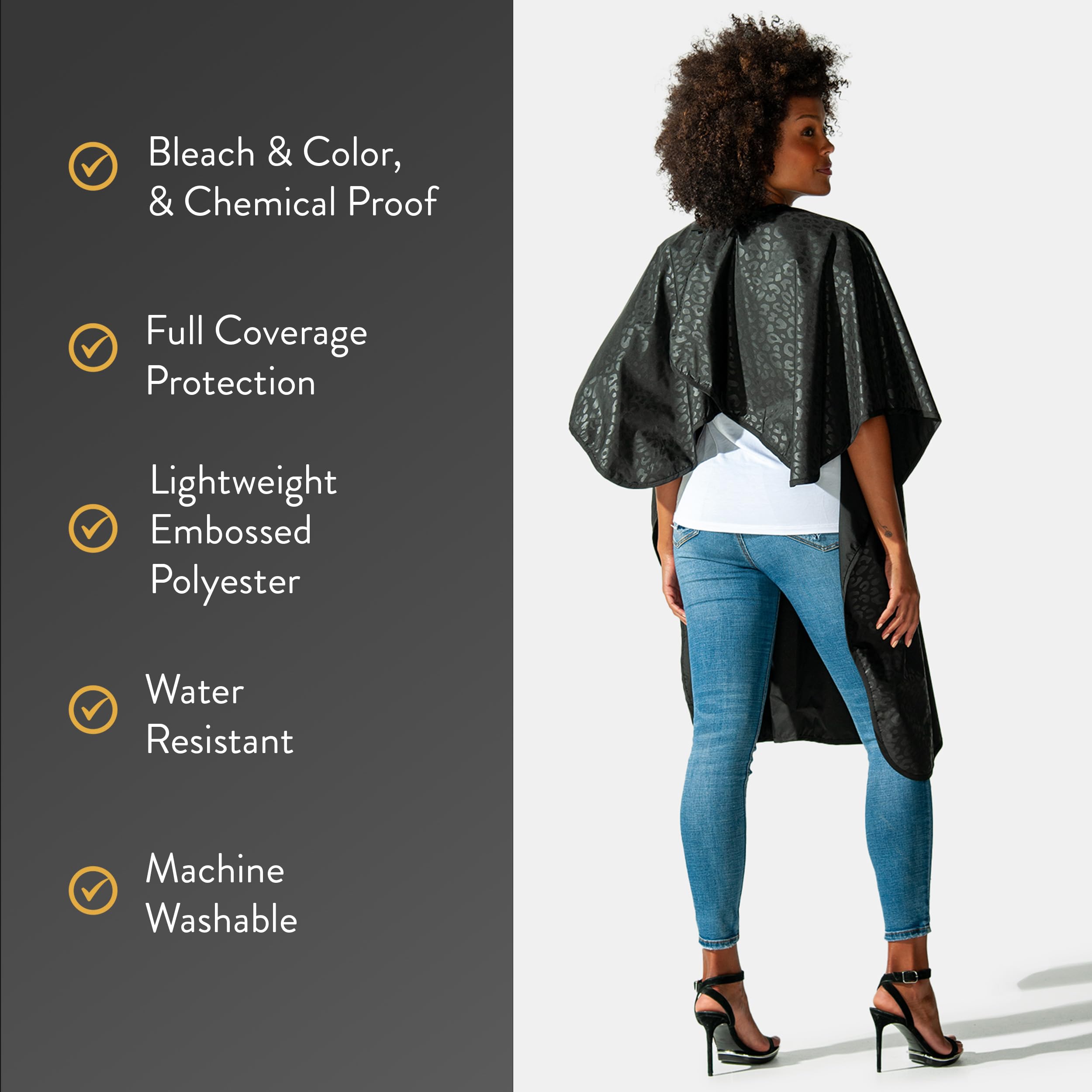 Betty Dain cape backside showing waterproof layer preventing liquid penetration