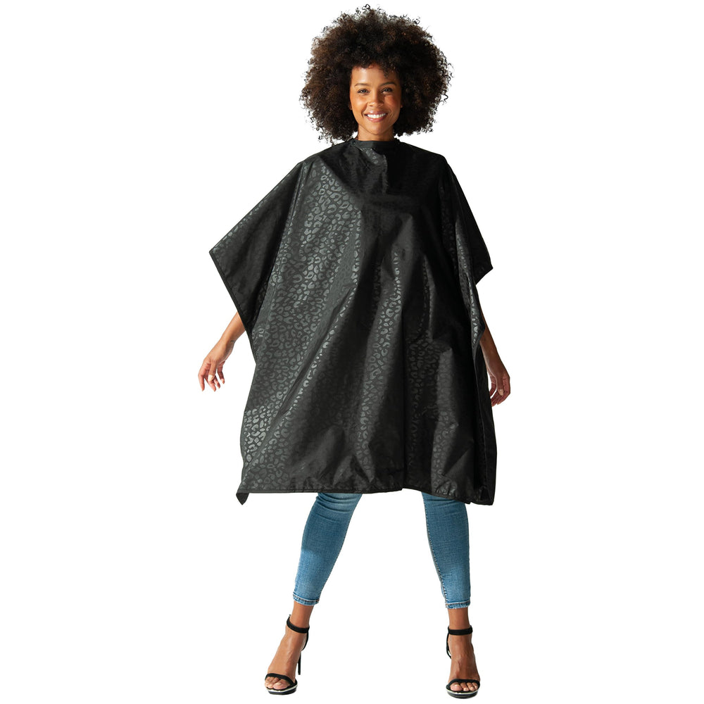 Betty Dain black Jaguar cape front view showing full coverage and professional finish