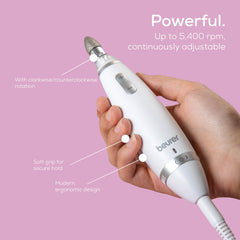 Beurer MP62 full set of 10 attachments displayed for versatile nail care