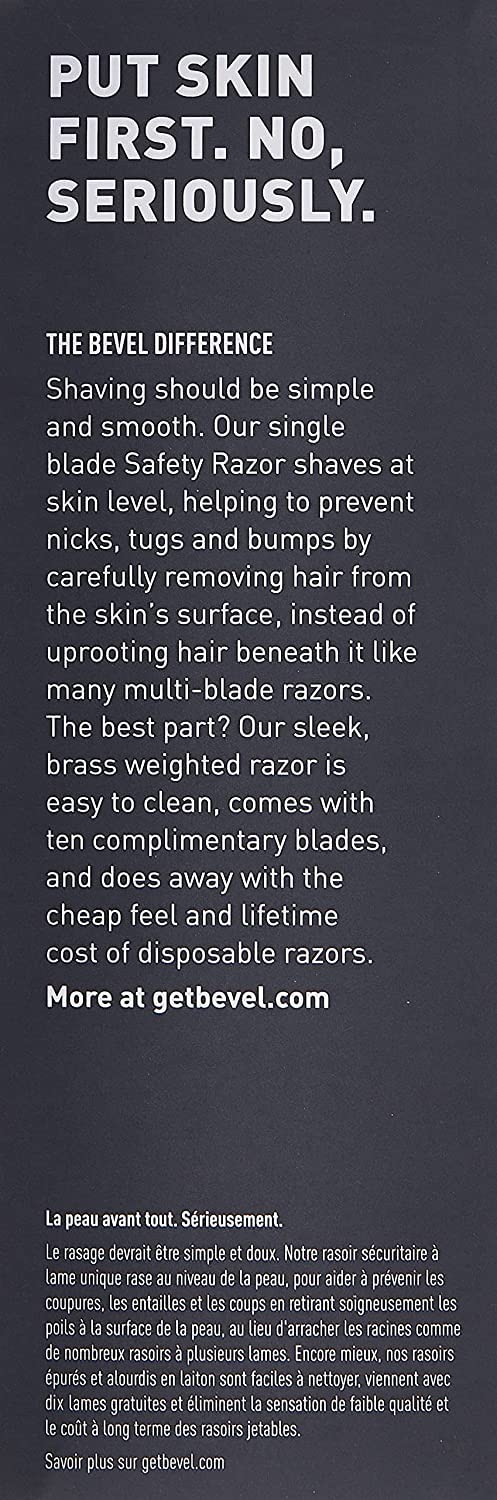 Bevel razor on bathroom vanity showing premium grooming setup