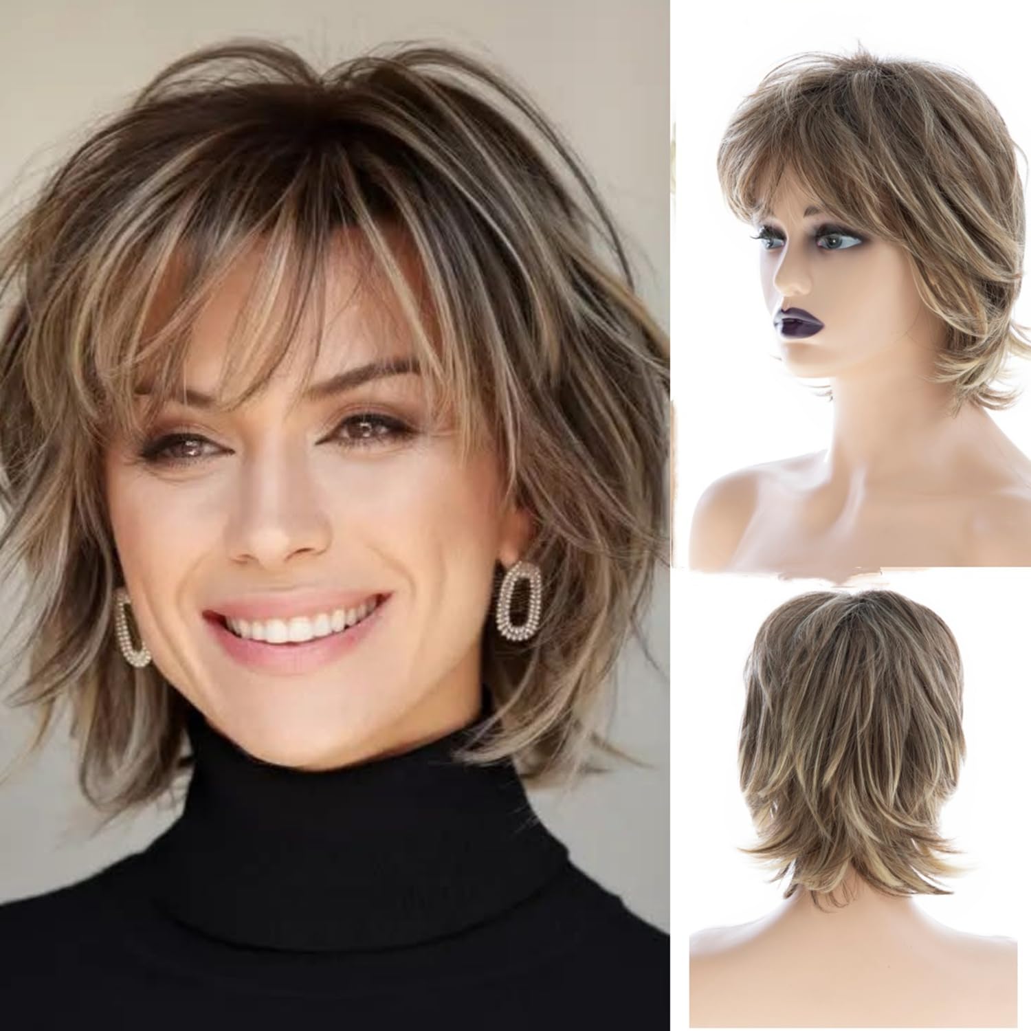 Beweig front view mixed brown wig showing natural look and confidence