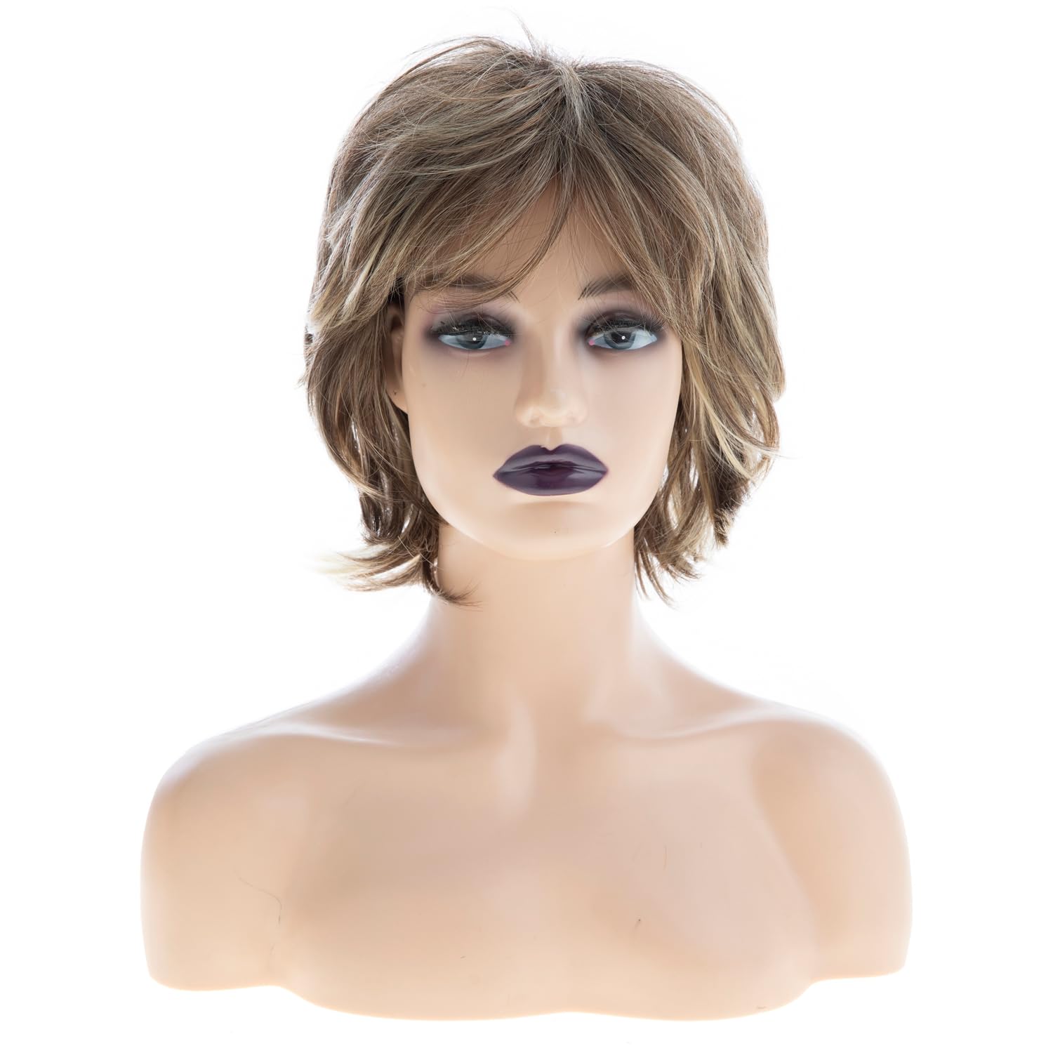 Beweig side profile layered wavy wig with bangs offering flattering frame